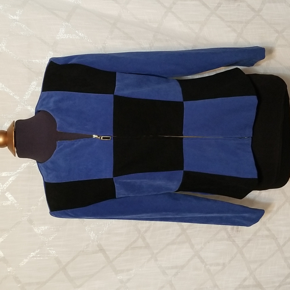 Vintage Amanda Smith Color Block Top Jacket Size 12 Blue Black 80s 90s